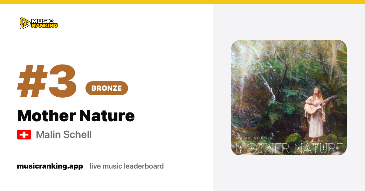 Music Ranking share card showing Mother Nature by Malin Schell at rank 3