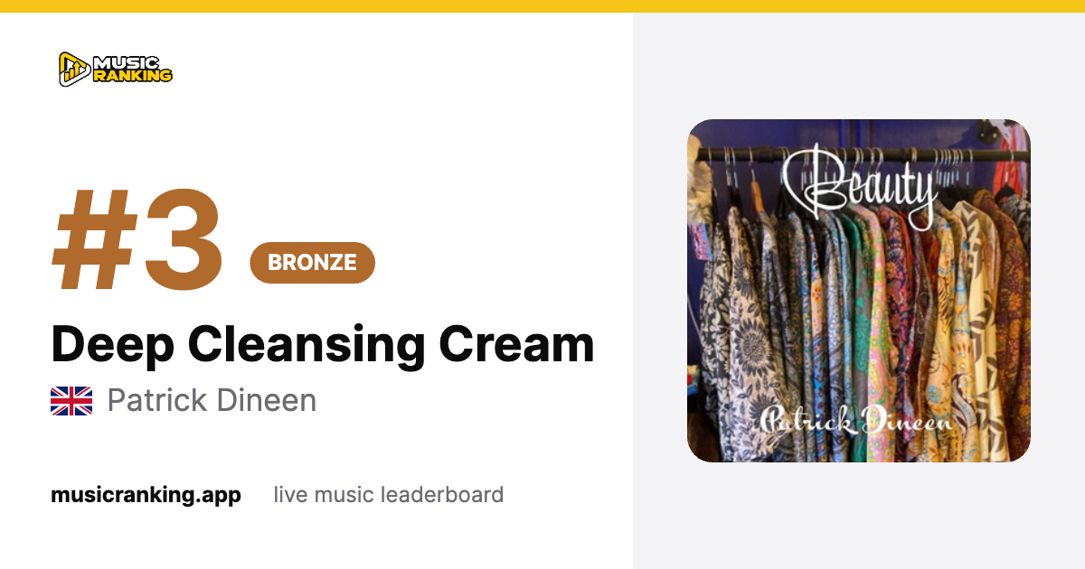 Music Ranking share card showing Deep Cleansing Cream by Patrick Dineen at rank 6