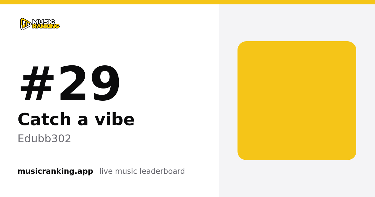 Music Ranking share card showing Catch a vibe by Edubb302 at rank 29