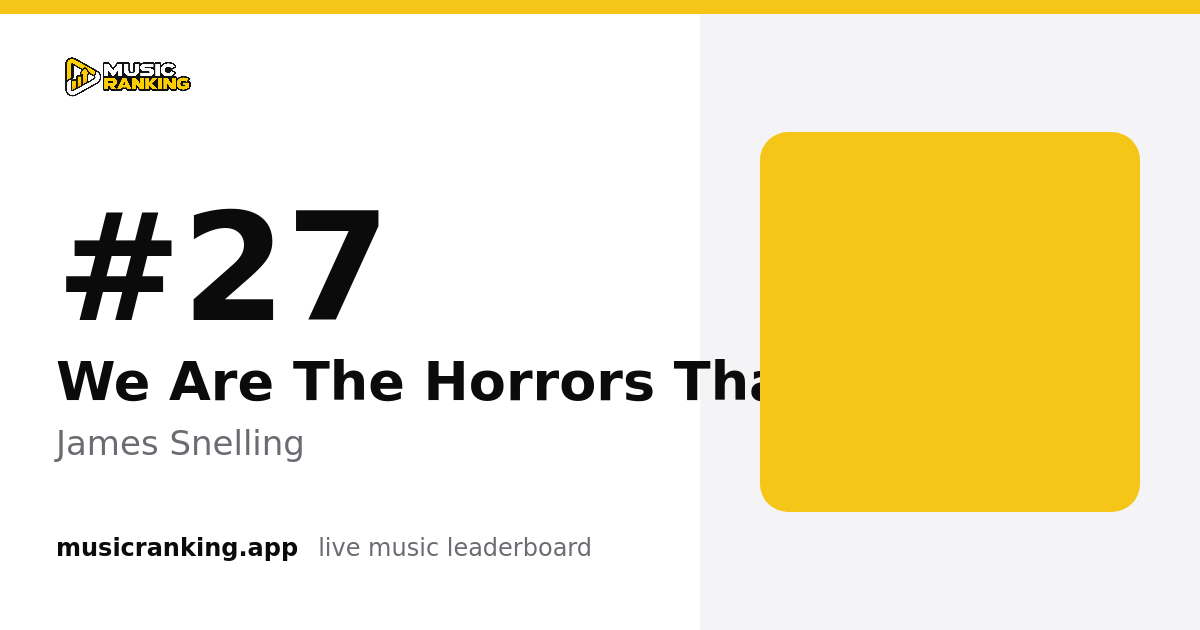 Music Ranking share card showing We Are The Horrors That Persist by James Snelling at rank 27