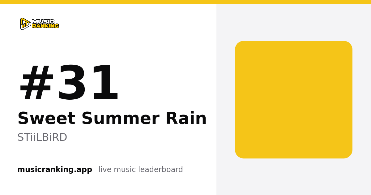 Music Ranking share card showing Sweet Summer Rain by STiiLBiRD at rank 32